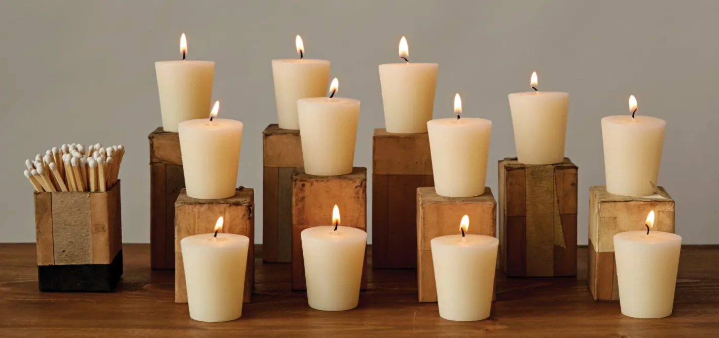 Unscented Votive Candles In Box, Set of 12