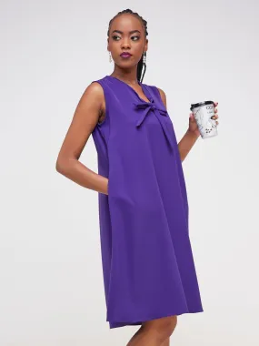 Vivo Imali V-Neck Tie Tent Dress - Dark Purple