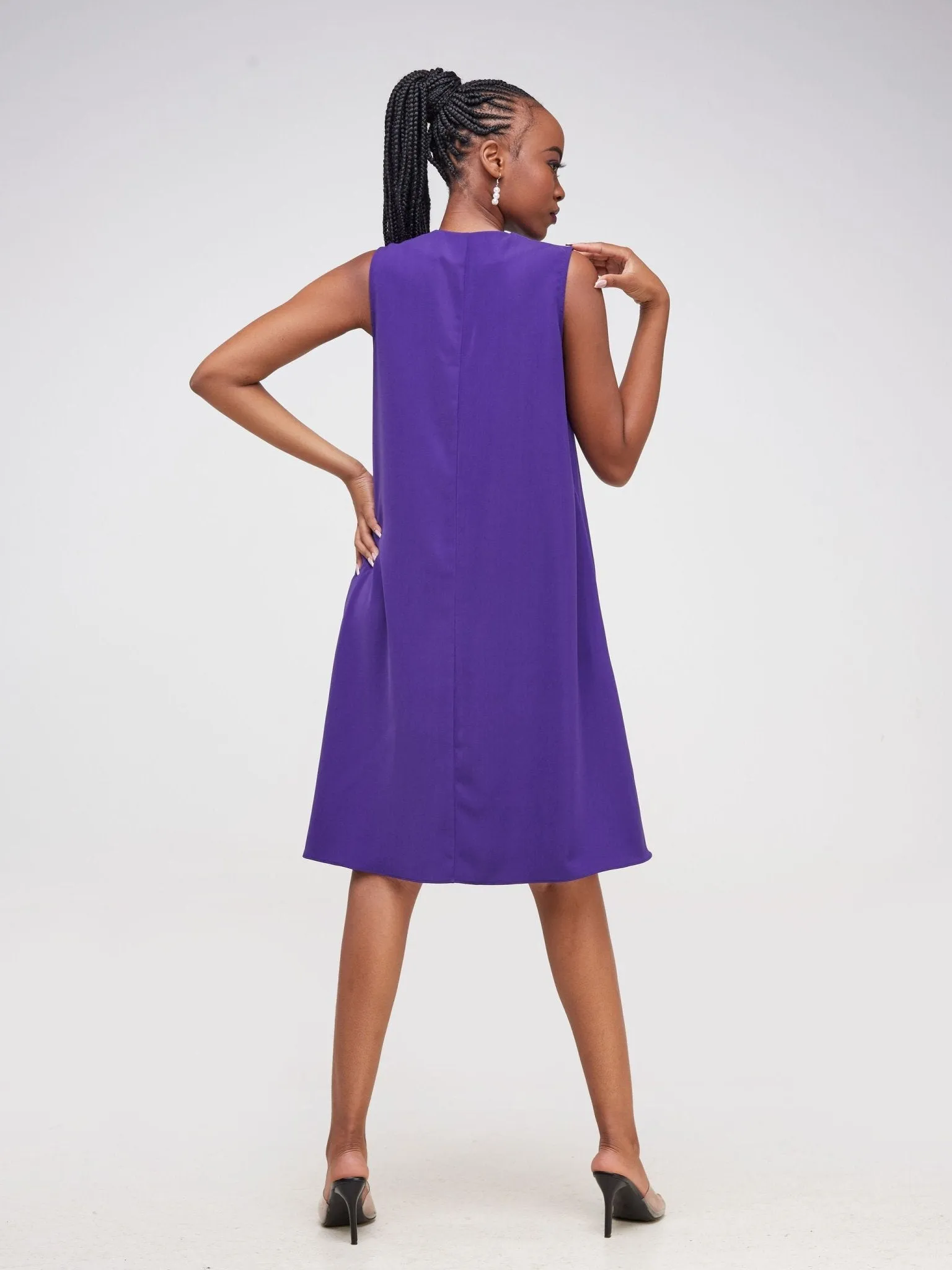 Vivo Imali V-Neck Tie Tent Dress - Dark Purple