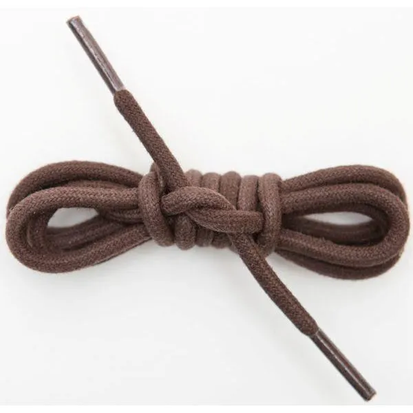 Waxed Cotton Round Laces Custom Length with Tip - Brown (1 Pair Pack) Shoelaces