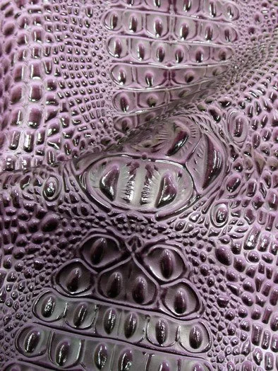 Winter Lilac Florida Gator 3D Embossed Vinyl Fabric / Sold By The Yard